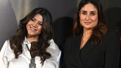 Ekta Kapoor and Kareena Kapoor Khan at the trailer launch of The Buckingham Murders. (Photo by Sujit JAISWAL / AFP) (AFP) Ekta Kapoor and Kareena Kapoor Khan at the trailer launch of The Buckingham Murders. (Photo by Sujit JAISWAL / AFP) (AFP)