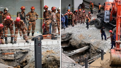 The images show the Kuala Lumpur Sinkhole site where the Indian woman disappeared. Her family performed religious rituals before returning. (AP Photo/Vincent Thian) The images show the Kuala Lumpur Sinkhole site where the Indian woman disappeared. Her family performed religious rituals before returning. (AP Photo/Vincent Thian)