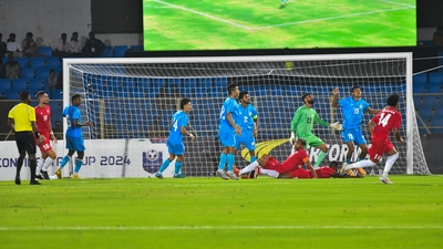 With their attacking brand of football, Mauritius looked threatening and were creating more opportunities than the home team. (PTI) With their attacking brand of football, Mauritius looked threatening and were creating more opportunities than the home team. (PTI)