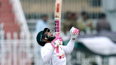 Bangladesh's Mushfiqur Rahim celebrates after winning the second test cricket match against Pakistan, in Rawalpindi, Pakistan, Tuesday, Sept. 3, 2024. (AP) Bangladesh's Mushfiqur Rahim celebrates after winning the second test cricket match against Pakistan, in Rawalpindi, Pakistan, Tuesday, Sept. 3, 2024. (AP)