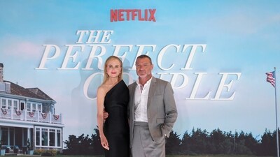 Nicole Kidman and Liev Schreiber pose together at the premiere. The Perfect Couple is an adaptation of the 2018 novel of the same name by Elin Hilderbrand. &nbsp;REUTERS/Mina Kim (REUTERS)