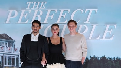 Ishaan Khatter, Billy Howle and Eve Hewson pose together. The series will release on Netflix on September 5. REUTERS/Mina Kim (REUTERS)