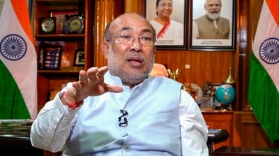 Manipur Chief Minister N. Biren Singh during an interview with PTI, in Imphal, Thursday, Aug 29, 2024. (PTI) Manipur Chief Minister N. Biren Singh during an interview with PTI, in Imphal, Thursday, Aug 29, 2024. (PTI)