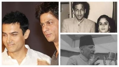 Shah Rukh Khan and Aamir Khan have often appeared together at events, but they have never worked with each other in a film. Top right: Shah Rukh's parents. Bottom right: Abul Kalam Azad. (File Photos)