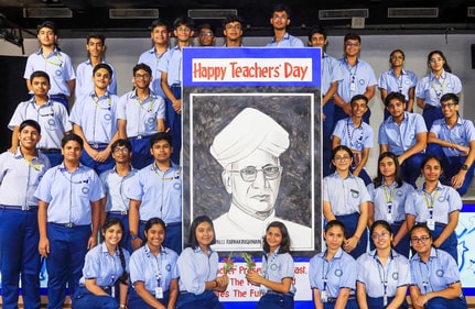 School children pay tribute to former president Sarvepalli Radhakrishnan during a celebration of Teachers' Day. (PTI) School children pay tribute to former president Sarvepalli Radhakrishnan during a celebration of Teachers' Day. (PTI)