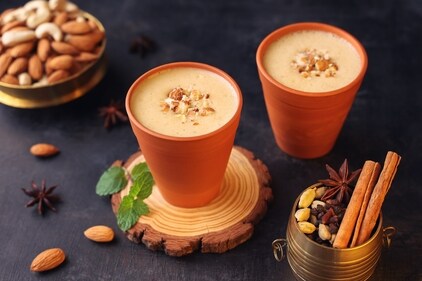 Kesar badam milk is a popular Indian drink (shutterstock) Kesar badam milk is a popular Indian drink (shutterstock)