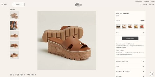 The Hermes Eze 30 sandals. (hermes.com)