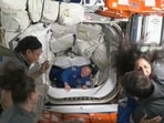 This screengrab from NASA shows astronauts Suni Williams (R) and Butch Wilmore (C) boarding the International Space Station (ISS) after the docking of the Boeing Starliner on June 6, 2024. This screengrab from NASA shows astronauts Suni Williams (R) and Butch Wilmore (C) boarding the International Space Station (ISS) after the docking of the Boeing Starliner on June 6, 2024.