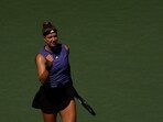 Karolina Muchova of the Czech Republic reacts against Beatriz Haddad Maia of Brazil during their Women's Singles Quarterfinal match.
