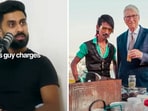 The image shows the Kuwait vlogger who claimed Dolly Chaiwala, who went viral for serving tea to Bill Gates, charges  <span class='webrupee'>₹</span>5 lakh. 