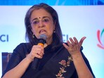Securities and Exchange Board of India (Sebi) Chairperson Madhabi Puri Buch speaks during the Annual Capital Markets Conference 2024, in Mumbai.