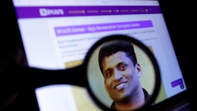 Byju's owner Byju Raveendran's photo is seen on his company web page in this illustration. (Reuters)