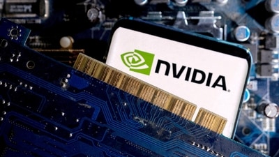 (Image for Ref) A smartphone with a displayed NVIDIA logo is placed on a computer motherboard in this illustration taken March 6, 2023. REUTERS/Dado Ruvic/Illustration/File Photo (REUTERS)