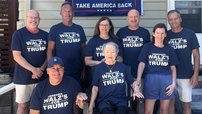 Tim Walz's family shows support for his and Kamala Harris' Republican rival, Donald Trump (X, formerly Twitter/ End Wokeness) Tim Walz's family shows support for his and Kamala Harris' Republican rival, Donald Trump (X, formerly Twitter/ End Wokeness)