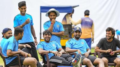 India A team players during a practice session ahead of Duleep Trophy at Chinnaswamy Stadium in Bengaluru on Wednesday. (PTI) India A team players during a practice session ahead of Duleep Trophy at Chinnaswamy Stadium in Bengaluru on Wednesday. (PTI)