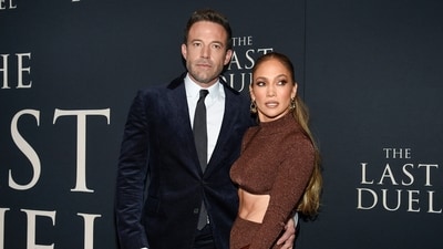 Actor Ben Affleck, left, and actor-singer Jennifer Lopez attend the premiere of "The Last Duel" on Oct. 9, 2021, in New York. (Evan Agostini/Invision/AP) Actor Ben Affleck, left, and actor-singer Jennifer Lopez attend the premiere of "The Last Duel" on Oct. 9, 2021, in New York. (Evan Agostini/Invision/AP)