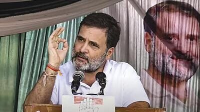Leader of opposition in the Lok Sabha and Congress MP Rahul Gandhi addressing a public meeting ahead of the Jammu and Kashmir assembly elections, at Banihal in Ramban district on Wednesday. Later, he spoke at a rally at Dooru in Anantnag district. (PTI Photo) Leader of opposition in the Lok Sabha and Congress MP Rahul Gandhi addressing a public meeting ahead of the Jammu and Kashmir assembly elections, at Banihal in Ramban district on Wednesday. Later, he spoke at a rally at Dooru in Anantnag district. (PTI Photo)