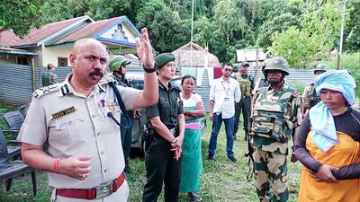 Manipur DGP Rajiv Singh visits the violence-affected areas at Kadangband and Koutruk in Imphal on Tuesday. (ANI) Manipur DGP Rajiv Singh visits the violence-affected areas at Kadangband and Koutruk in Imphal on Tuesday. (ANI)