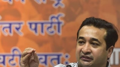 The controversy stems from Rane's recent public addresses in Shrirampur and Topkhana areas of Ahmednagar. (Photo by Anshuman Poyrekar/ Hindustan Times) (Anshuman Poyrekar/HT PHOTO) The controversy stems from Rane's recent public addresses in Shrirampur and Topkhana areas of Ahmednagar. (Photo by Anshuman Poyrekar/ Hindustan Times) (Anshuman Poyrekar/HT PHOTO)