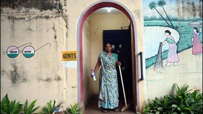 Mumbai, India.Sep04,2024: Dai Purbiya and her son, who works as a cleaner in a public toilet in Bandra, Mumbai were cheated of Rs. 10 lakh after being promised a job in BMC. Sep 04, 2024. (Photo by Raju Shinde/HT Photo) (Hindustan Times) Mumbai, India.Sep04,2024: Dai Purbiya and her son, who works as a cleaner in a public toilet in Bandra, Mumbai were cheated of Rs. 10 lakh after being promised a job in BMC. Sep 04, 2024. (Photo by Raju Shinde/HT Photo) (Hindustan Times)