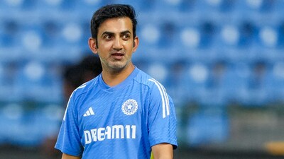 Indian head coach Gautam Gambhir during a practice session. (PTI) Indian head coach Gautam Gambhir during a practice session. (PTI)