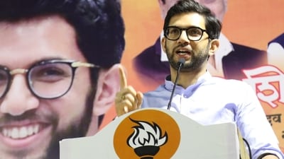 Aaditya Thackeray, leader of the Shiv Sena (UBT), has lambasted the union government's decision to approve the transfer of 256 acres of salt pan land. (Photo by Bachchan Kumar/ HT PHOTO) (HT PHOTO)