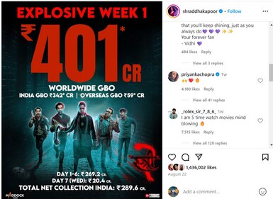 Priyanka Chopra added raised hands, red hearts, and fire emojis. Priyanka Chopra added raised hands, red hearts, and fire emojis.