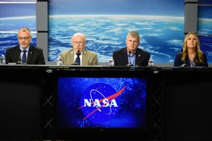 NASA Associate Administrator James Free, Associate Administrator Ken Bowersox, Commercial Crew Manager Steve Stich and International Space Station Program Manager Dana Weigel speak during a news conference to discuss plans to return two astronauts who remain stranded at the International Space Station, at Johnson Space Center in Houston, Texas, on August 24, 2024. (AFP) NASA Associate Administrator James Free, Associate Administrator Ken Bowersox, Commercial Crew Manager Steve Stich and International Space Station Program Manager Dana Weigel speak during a news conference to discuss plans to return two astronauts who remain stranded at the International Space Station, at Johnson Space Center in Houston, Texas, on August 24, 2024. (AFP)