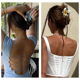 Flower clips are perfect with backless or low backline tops (Photos: Instagram) Flower clips are perfect with backless or low backline tops (Photos: Instagram)