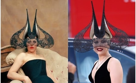 Lady Gaga wore the same headpiece that was worn by Isabelle Blow in 2002 from designer Philip Treacy.