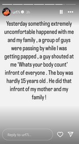 A teenager made a lewd remark on Uorfi Javed at a public event. A teenager made a lewd remark on Uorfi Javed at a public event.