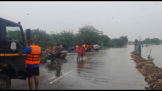 Floods have left at least 40 people dead and over 55,000 displaced across 25 Gujarat districts since August 25. (ANI)