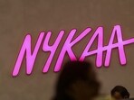 Signage of Nykaa at company's head office in Mumbai, India.