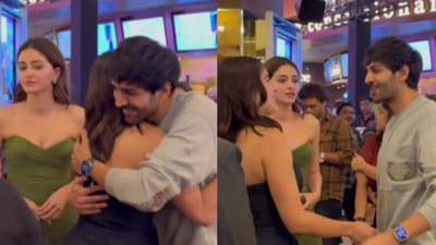 Kartik Aaryan and Sara Ali Khan greet each other at Ananya Panday's web show premiere Kartik Aaryan and Sara Ali Khan greet each other at Ananya Panday's web show premiere