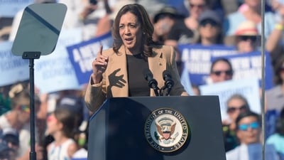 Democratic presidential nominee Vice President Kamala Harris speaks during a campaign stop at the Throwback Brewery, in North Hampton, N.H., Wednesday, Sept. 4, 2024. (AP Photo/Steven Senne) (AP) Democratic presidential nominee Vice President Kamala Harris speaks during a campaign stop at the Throwback Brewery, in North Hampton, N.H., Wednesday, Sept. 4, 2024. (AP Photo/Steven Senne) (AP)