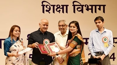 Manish Sisodia Ex-Deputy Chief Minister of Govt of Delhi at a felicitation ceremony for Meritorious Teachers from MCD Schools on the occasion of Teachers' Day at Kedarnath Sahni Auditorium at Civic Center on Thursday in New Delhi. (Photo Credits: Vipin Kumar) Manish Sisodia Ex-Deputy Chief Minister of Govt of Delhi at a felicitation ceremony for Meritorious Teachers from MCD Schools on the occasion of Teachers' Day at Kedarnath Sahni Auditorium at Civic Center on Thursday in New Delhi. (Photo Credits: Vipin Kumar)