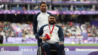 India’s Dharambir celebrates after winning gold in men's club throw - F51 at Paris Paralympics. (REUTERS) India’s Dharambir celebrates after winning gold in men's club throw - F51 at Paris Paralympics. (REUTERS)