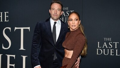Actor Ben Affleck, left, and actor-singer Jennifer Lopez attend the premiere of "The Last Duel" on Oct. 9, 2021, in New York. (Evan Agostini/Invision/AP) Actor Ben Affleck, left, and actor-singer Jennifer Lopez attend the premiere of "The Last Duel" on Oct. 9, 2021, in New York. (Evan Agostini/Invision/AP)