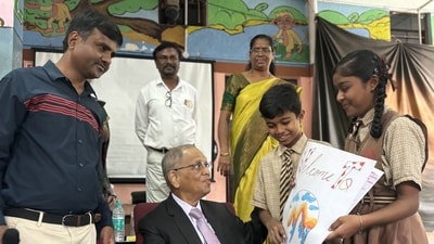 As part of the Teach For India's Teachers' Day with Leaders Week initiative, Infosys Founder Narayan Murthy visited Teach For India classroom in Bengaluru and interacted with students and teachers. (Handout) As part of the Teach For India's Teachers' Day with Leaders Week initiative, Infosys Founder Narayan Murthy visited Teach For India classroom in Bengaluru and interacted with students and teachers. (Handout)