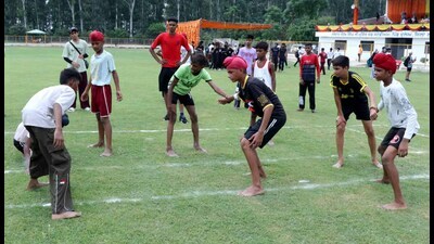 Players in action on the second day of Khedan Watan Punjab Diyan in Ludhiana on Thursday. (HT Photo)