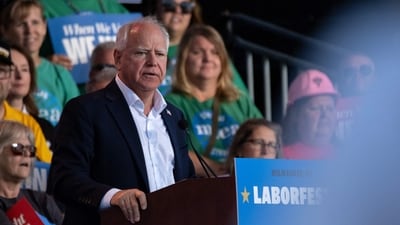 M Democratic vice presidential nominee Minnesota Gov. Tim Walz speaks at Laborfest on September 2, 2024 in Milwaukee, Wisconsin. (Photo by Jim Vondruska / GETTY IMAGES NORTH AMERICA / Getty Images via AFP) (Getty Images via AFP) M Democratic vice presidential nominee Minnesota Gov. Tim Walz speaks at Laborfest on September 2, 2024 in Milwaukee, Wisconsin. (Photo by Jim Vondruska / GETTY IMAGES NORTH AMERICA / Getty Images via AFP) (Getty Images via AFP)