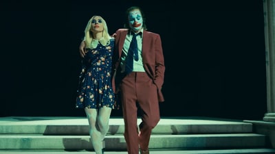 Lady Gaga and Joaquin Phoenix in a still from Joker Folie a Deux.