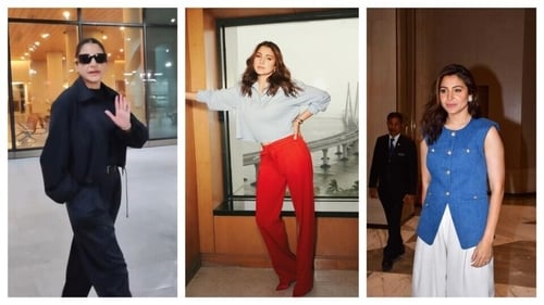 Anushka Sharma dazzled in various iterations of the glam shirt-and-pant looks. (Instagram) Anushka Sharma dazzled in various iterations of the glam shirt-and-pant looks. (Instagram)