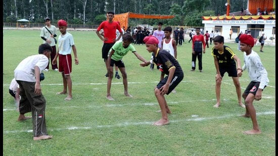 Players in action on the second day of Khedan Watan Punjab Diyan in Ludhiana on Thursday. (HT Photo)
