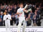 England's Ollie Pope celebrates reaching his century during day one of the Third Men's Test between England and Sri Lanka at The Oval, London, Friday Sept. 6, 2024. England's Ollie Pope celebrates reaching his century during day one of the Third Men's Test between England and Sri Lanka at The Oval, London, Friday Sept. 6, 2024.