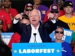 Democratic vice presidential nominee Minnesota Gov. Tim Walz speaks during a campaign stop at Laborfest Monday, Sept. 2, 2024, in Milwaukee. Democratic vice presidential nominee Minnesota Gov. Tim Walz speaks during a campaign stop at Laborfest Monday, Sept. 2, 2024, in Milwaukee.