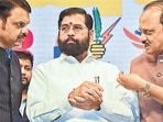 Maharashtra chief minister Eknath Shinde with state deputy chief ministers Devendra Fadnavis and Ajit Pawar.