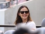 Sep 1, 2024; Los Angeles, California, USA; Jennifer Garner in the crowd at the match between Chicago Red Stars and Angel City FC during the first half at BMO Stadium.