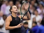 Aryna Sabalenka, of Belarus, reacts to the crowd after defeating Emma Navarro, of the United States