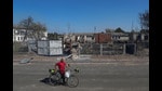 A resident walks with a bicycle past a building destroyed by a Russian military strike, amid Russia's attack on Ukraine, in the village of Yampil, in Sumy region, Ukraine September 6, 2024. REUTERS/Maksym Kishka (REUTERS)